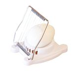 Egg Slicer - for Cutting Hard Boiled Eggs Effectively, Stainless Steel Wires Durable Plastic, Dishwasher Safe, 5 x 5 x 4 cm, White and Blue (Egg Slicer)