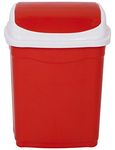 ARISTO Square Plastic Garbage Trash Bucket Dustbin with Swing Lid (28 L, Red)