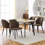 CLIPOP Faux Leather Dining Chairs Set of 4 with Arms Backrest Accent Chair with Metal Legs for Dining Living Room Bedroom (4, brown)