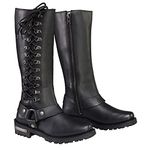 Milwaukee Leather Women's Tall Boots with Side Lacing (Black, Size 9)