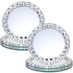 Suclain 6 Pcs Mirrored Glass Charger Plates 13 Inch Mirror Charger Plates Round Chargers for Dinner Plates Silver Plate Chargers with Diamond Rim Place Settings for Wedding Birthday Party Events