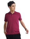 DAMENSCH Constant Men's All-Degree Thermoregulating Pique 500 Day Polo T-Shirt - 2 btn -Pack of 1-Beet MaroonX-Large