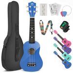 MUSTAR Soprano Ukulele Kids Ukulele for Beginners - 21 Inch Small Guitar Ukulele for Kids Toddlers Birthday Holiday, Gig Bag, Digital Tuner, Strap, Picks, All in One Kit (Blue, MU-501)