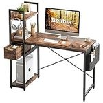 Bestier Computer Desk with Storage Shelves 120CM Corner Desk with Drawer Reversible Computer Desk Writing Table with Side Pocket Storage Bag and Headphone Hook for Home Office Small Space