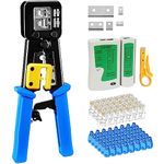 Brileine Pass Through RJ45 Crimp Tool Kit Cat5e Cat6 Crimping Tool, RJ45 Crimper Kit