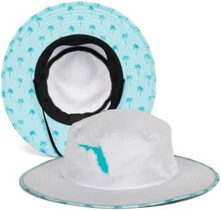 S A Company Bucket Hat | UV 50+ for Adults | Sun Protection with Adjustable Fit, Moisture-Wicking Fabric | Florida Palm Tree White
