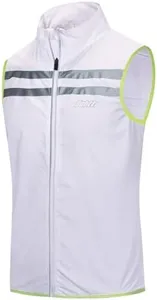 bpbtti Men's Hi-Viz Safety Running Cycling Vest Sleeveless Windbreaker vests ((X-Large - Chest 45-47", White)