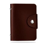 Kraptick Leather Credit Card Holder with Double-Sided Slots for Cards, Business Card Holder, ATM Card Holder for Women and Men- 24 Card Slots (Brown)