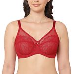 Wacoal Women’s Retro Chic | Non Padded | Wired |Full Cup| Everyday Wear | Plus Size | Full Support Lace Bra - Red(36DD)