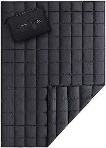 KingCamp Down Camping Blanket, Lightweight Travel Blanket for Outdoor Camping, Stadium, Airplane, Water-Resistant Backpacking Quilt, Puffy, Packable, Ideal for Cold Weather Black