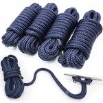 INNOCEDEAR 4 Pack 1/2” X 15’ Dock Lines|Marine-Grade Double-Braided Nylon Dock Line with 12” Eyelet.Hi-Performance Boat Rope Mooring Rope Dock Line Navy Blue