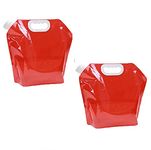 Syga 5 Liters Portable Collapsible Water Storage Tank Water Container Water Carrier Lifting Bag Camping Hiking Survival Kit Tool, Red - 2 Packs