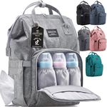 KiddyCare Baby Changing Bag Backpack | Baby Diaper Bags for Mom | Multifunction Travel Back Pack Maternity Baby Bags Waterproof Tote Bag Spacious, Unisex Stylish | Gray