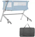 Dream On Me Skylar Bassinet and Beside Sleeper in Blue, Lightweight and Portable Baby Bassinet, Five Position Adjustable Height, Easy to Fold and Carry Travel Bassinet, JPMA Certified