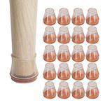 Aieino Chair Leg Floor Protectors 24pcs - Silicone Furniture Feet Cups with Felt Pad Sliders Anti-scratch Flexible Table Leg Caps Cover for Home and Office Tiles Laminate Hard Wood Floors, Clear-M