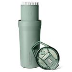 BrüMate Pour Over 20oz Insulated Travel Coffee Mug | 2-in1 Travel Coffee Maker with 100% Leak Proof Lid | Insulated Coffee Tumbler | Travel & Camping | Comes with Filter Dripper (Sage)