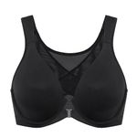 DELIMIRA Women's Front Closure Bras Posture Full Coverage Plus Size Underwire Unlined Back Support Plunge Seamless Bra B-H Black 44DD