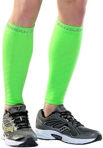 Zensah Running Leg Compression Sleeves - Shin Splint, Calf Compression Sleeve Men and Women (Neon Green, X-Small/Small)