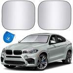 EzyShade Windshield Sun Shade with Shield-X Reflective Technology. See Size-Chart with Your Vehicle. Foldable 2-Piece Car Sunshades Reflect UV Sun and Heat and Protect Your Car. Standard (Medium) Size