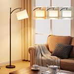 Ambimall Floor Lamps for Living Room with 3 Color Temperatures LED Bulb, Standing Lamp Tall with Adjustable Beige Shade, Tall Lamps for Bedroom Office Classroom Dorm Room Apartment, 9W Bulb Included