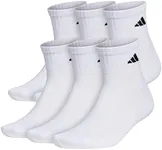 adidas Men's Athletic Cushioned Quarter Socks (6-Pair), White/Black, Large