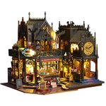 DIY Miniature Dollhouse Kit, Handmade Mini 3D Puzzle Doll House with Furniture and LED, Wooden Furniture Kit Book Nook Bookshelf Decor, Creativity Crafts Gift for Adults Teens,1:24 Holo Magic City