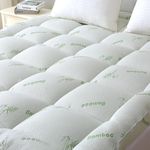 Bamboo Mattress Topper Queen Size, Cooling Extra Thick Breathable Mattress pad with 8-21”Deep Pocket, Soft Quilted Fitted Mattress Cover with Down Alternative Fill,60 x 80 Inch