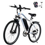 C INVERTER Electric Bike 27.5", Adults Electric Mountain Bike 500W Brushless Motor & 32 KM/H, 48V 11.6AH Removable Battery & 90 KM, Travel E-Bike with 7-Speed Lockable Suspension (White)