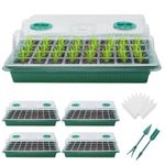 MQFORU Seed Trays，5 Pack 200 Cells Propagator Growing Thicken Seedling Starter Growing Trays Seedling Tray Kits with Clear Lids/Adjustable Window for Greenhouse Grow Plant Seed