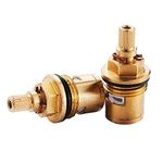 Heable Replacement Brass Ceramic Stem Disc Cartridge Faucet Valve Quarter Turn 1/2" for Bathroom Kitchen Tap (1 Pair Hot & Cold)25-PM