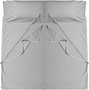 Cozysilk Brand - GANNAFEE Cotton Sleeping Bag Liner with Zipper - 100% Cotton Travel Sheet Sleep Sack Adult - Travel Sleeping Bag for Hotels Camping Hiking (Double - 71 x 87 inch, Light Grey)