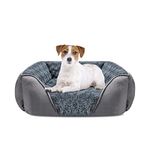 JOEJOY Dog Cat Bed Medium Pet Sofa Bed, Soft Rose Velvet Medium Dog Bed with Abrasion-Resistant Suede, Machine Washable Dog Bed For Corgi, Teddy, Chihuahua And French Bulldog, 64x53x20cm