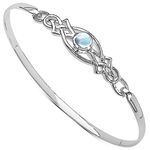 Ladies Rennie Mackintosh Style Sterling Silver 925 Blue Topaz Set Celtic Clip Bangle