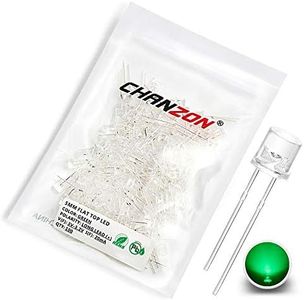 Chanzon 100 pcs 5mm Green Flat Top LED Diode Lights (Clear Transparent Lens) Bright Lighting Bulb Lamps Electronics Components Indicator Light Emitting Diodes
