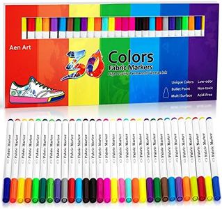 Fabric Markers, Fabric Marker Permanent for T Shirts Clothes Pillow Canvas, Fabric Paint Pens for Kids - No Bleed, Fine Tip, Set of 30 Colors