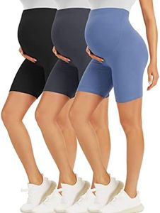 BONVIGOR Maternity Shorts Over The Belly-5" Biker Workout Yoga Active Athletic Pregnancy Short Pants Lounge Pajama
