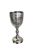 BONA Fide Pure Brass Goblet Heavy Gauge Engraved Silver Plated Pure,Premium Goblet Champagne Flutes, Wine Drinking Glass,Tumbler Cups for Water,Royal Chalice Cup,Embossed