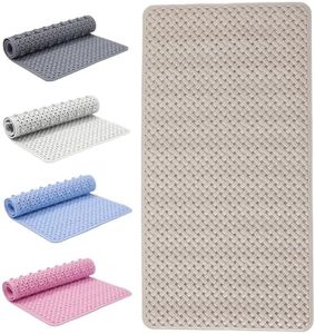 Bath Mat Non Slip Anti Mould - 36x70cm Bathtub Mat for Bathroom with Suction Cups and Drain Holes, Machine Washable Shower Mats for Inside Shower Ideal for Kids & Elderly - Anti Slip Bath Mat (Khaki)