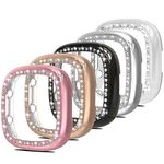 Simpeak 5-Pack Bling Case Compatible with Versa 4 / Sense 2, Crystals Screen Protector Bumper Cover Replacement for Versa 4 / Sense 2,(No Screen) Transparent+Rose+Silver+Black+Rosegold