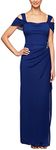 Alex Evenings Women's Long Cold Shoulder Dress, Mother of The Bride, Formal Events, (Petite and Regular Sizes), Beaded Electric Blue Petite, 16 Petite