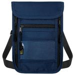 sundee Travel Neck Wallet with Double Zippers, RFID Blocking Passport Holder with Adjustable Neck Strap for Men and Women to Keep Cash, Credit Cards and Travel Documents Safe, Navy Blue, Small,