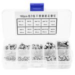 160pcs M2-M5 Solid Rivets Kit Stainless Steel Round Head Knurled Shank Solid Rivets Assortment Set with Storage Box