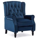 More4Homes ALTHORPE WING BACK FIRESIDE RECLINER FABRIC BONDED LEATHER OCCASIONAL ARMCHAIR SOFA CHAIR (Midnight Blue, Velvet)