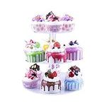 HMROVOOM Round Acrylic Cupcake Stand,Cupcake Tier Stands,Cupcake Holder Rack for Wedding Party Birthday 3 Tier Round(12cm Between 2 Layers)