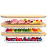 Guthe Lifestyle Food Boxes for Fridge Glass, 3 Glass Food Storage Containers with Lid, Meat Fork and Cheese Knife, TÜV Cert, Stackable Sausage Box, Fridge for Sausage and Cheese, Cheese Dome