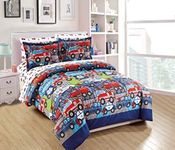 Comforter Set for Kids Heroes Fire Fighter Fire Trucks Police Car Ambulance Paramedic Navy Blue Red White Light Blue Grey Green New, Queen Comforter