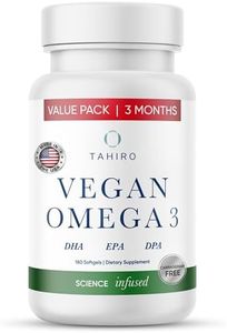 Vegan Omega 3 Supplement – with 300mg Algae Based DHA, 150mg EPA – 180 Sustainable Softgels for Heart, Immune & Brain Health Support in Pregnancies, Women, Men, Children by TAHIRO