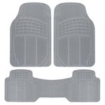 BDK Original ProLiner 3 Piece Heavy Duty Front & Rear Rubber Floor Mats for Car SUV Van & Truck, Gray - All Weather Floor Protection with Universal Fit Design