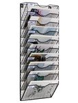 EasyPAG 10 Tier A4 Chicken Wire Mesh in Tray Wall Pocket File Holder Mail Organiser Magazine Paper Storage Rack,Black