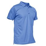 KEFITEVD Lightweight Golf Polo Shirts Mens Collared Shirts Short Sleeve Classic Tees Light Blue M+